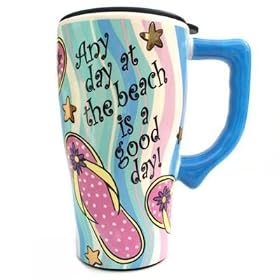 BEACH flip flop Coffee cup TEA commuter TRAVEL Mug NU by Spoontiques