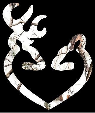 White Snow Camo Heart Buck Sticker (Black Is Not Part of the Decal)