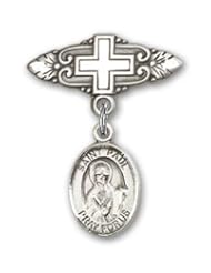 Sterling Silver Baby Badge with St. Paul the Apostle Charm and Badge Pin with Cross