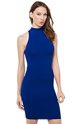 Cotton/Rayon/Spandex Turtleneck Bodycon Dress/Mini Dress 