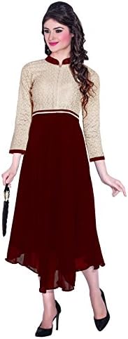Slocky Women's Fancy Embroidered Kurties X-Large Brown