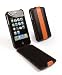 Tuff-Grip slim-line leather (antenna assist) case cover for Apple iPhone 4 / 4G - Black/Orange - Sports Range