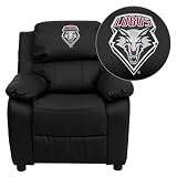 Flash Furniture New Mexico Lobos Embroidered Black Leather Kids Recliner with Storage Arms
