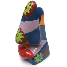 Click here to buy Picasso Art Style Lip Nose Eyeglasses Holder - Multicolor & Green Flowers.