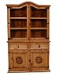 Small Two Piece China Cabinet With Stars (Brown) (76.00"H x 47.00"W x 19.50"D)