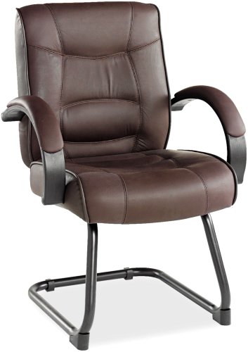 Alera SR43LS50B Strada Series Guest Chair with Brown Leather Upholstery On Sale