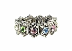 Ring - R12 - Swarovski (tm) Crystal Stretch - Size Med. ~ Mixed Pastel
