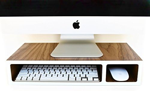 Walnut Computer Stand 17" with 2 openings for wireless accessories