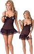 Purple Babydoll Sexy Lingerie Set - See Through Open Bust Baby Doll & Thong