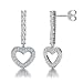 Dangling Heart Earrings in Sterling Silver Cubic Zirconia CZ