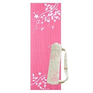 Gaiam Printed Yoga Mat and Mat Bag Set - Dragonfly Pink