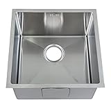 440 x 440 mm Square with Rounded Corners Undermount Deep Single Bowl Handmade Satin Stainless Steel 