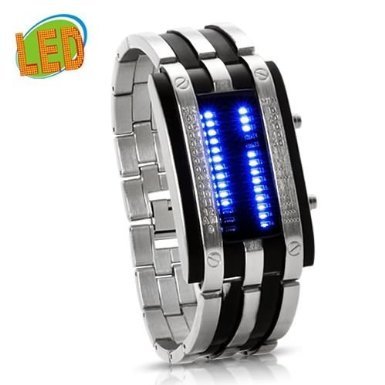 Youyoupifa Trendy Design Long Lasting Shockproof Army Style LED Watch with Alloy Bracelet and 28 Blue LED Lights for Time & Date Display Youyoupifa Trendy Design Long Lasting Shockproof Army Style LED Watch with Alloy Bracelet and 28 Blue LED Lights for Time & Date Display