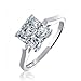 Bling Jewelry Sterling Silver Ring 1.59ct Princess Cut CZ Solitaire Bridal Engagement Ring 7mm