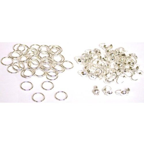 80 Bead Stringing Parts 40 8mm Rings &40 Tips