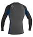 O'Neill Wetsuits UV Sun Protection Mens Skins Long Sleeve Crew Sun Shirt Rash Guard, Graphite/Deep-Sea/Black, Large