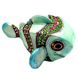 Green Modern Clown Fish Enameled Bejeweled Crystal Trinket Box