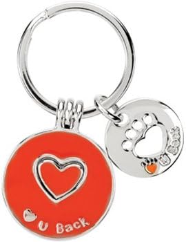 Heart U Back Sterling Silver Red Companion Key Ring