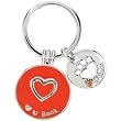 Heart U Back Sterling Silver Red Companion Key Ring
