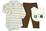Rene Rofe Baby-boys Newborn Daddy's Little Boy Set, Brown/Stripe, Small