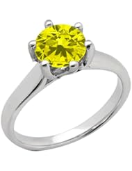 1.65 Ct Round Canary SI1/SI2 Diamond 14K White Gold Ring