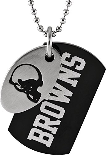 Cleveland Browns Official NFL Black IP Stainless Steel Dog Tag Necklace, 27""