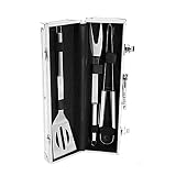3 Piece Stainless Steel BBQ Set with Aluminum Carrying Case