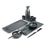 Black Crystal Sushi and Sake Set