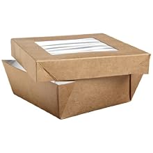 Packnwood "Kray" Brown Box With Window Lid, 4.7" x 4.7" x 2" Base, 5.36" x 5.3" Top (10 Packs of 25)
