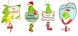 Set of 4 Dr. Suess The Grinch Message Christmas Ornaments #25816