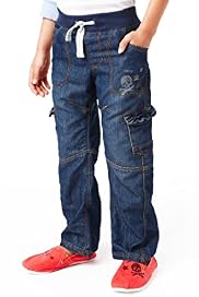 Cotton Rich Straight Leg Ribbed Waistband Jeans