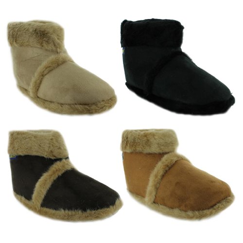 New Mens Cooler Brand Snugg Boot Slipper Microsuede Outer with Thick Fluffy Collar And Lining - To Fit UK Shoe Size 7-8 / 9-10 / 11-12, Black Medium