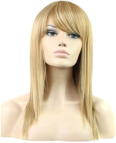 Fashion Long Straight Cosplay Wig Synthetic Hair Blonde Wig Women Full Party Wigs with Bangs 60cm