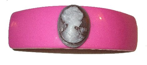 Fuchsia Pink Barrette With Shades Of Purple Cameo Hair Jewelry Barrette