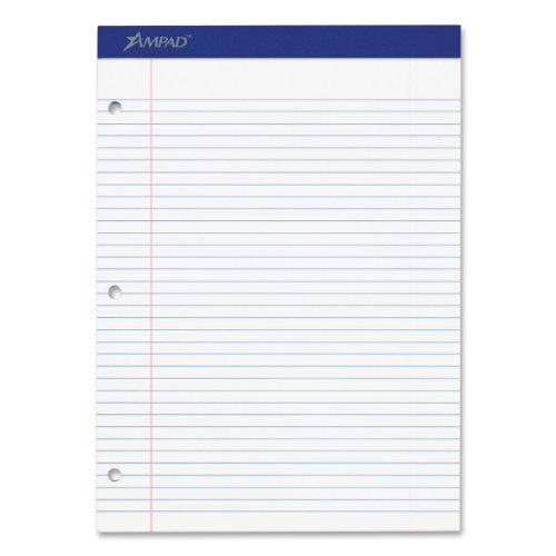 Ampad Double Sheet Pad, White, Letter, College Rule, 100-Sheets, 1-Each