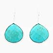 Elegant Faceted Blue Turquoise Gemstone Teardrop Dangle Earrings in Textured Sterling Silver, #7423