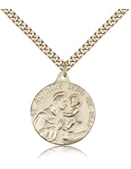 Free Engraving Included Medal-Gold Filled St. Saint Anthony Pendant 7/8" 1602GF w/24" Curb Chain w/BoxLost Articles/Poor