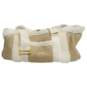 Faux Suede Shearling Tote Camel