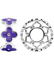 Storywheel® Purple Enamel Bead / Charm in 925 Sterling Silver