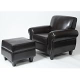 Dark Espresso Bonded Leather Club Chair with Ottoman