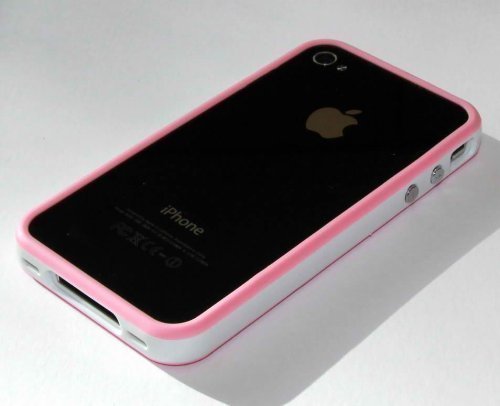 BlastCaseWhite/Pink Bumper case for iphone4 4G with Button for Valume/Power