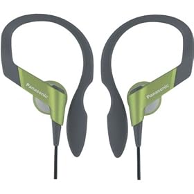 Panasonic RP-HS33-G In-Ear Water-Resistant Sport-Clip Earbud Headphones (Lime Green) by Panasonic