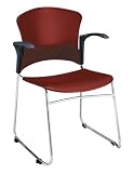 OFM 310-PA-A10-WINE MultiUse 4 Plastic Seat and Back Stacker Chairs with Arms - Wine