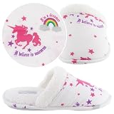 White Unicorn Slippers for Women