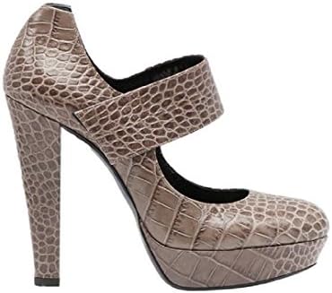 Loriblu Taupe Croco Print Leather Platform Mary Jane