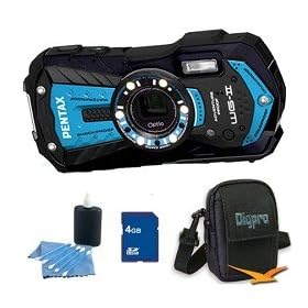 Pentax Optio WG-2 Waterproof Digital Camera - Blue 4GB Bundle