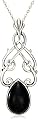Sterling Silver Black Onyx Celtic Drop Pendant, 18.5"