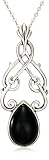 Sterling Silver Black Onyx Celtic Drop Pendant, 18.5"