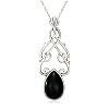 Sterling Silver Black Onyx Celtic Drop Pendant, 18.5"