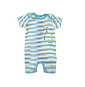 Under The Nile Organic Lap Shoulder Romper, Seahorse Stripe, 6 Months